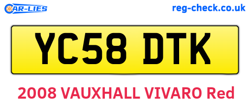 YC58DTK are the vehicle registration plates.