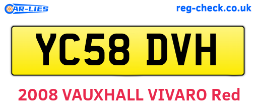 YC58DVH are the vehicle registration plates.