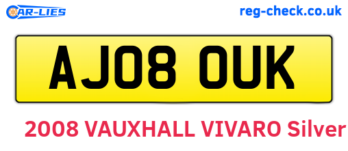 AJ08OUK are the vehicle registration plates.