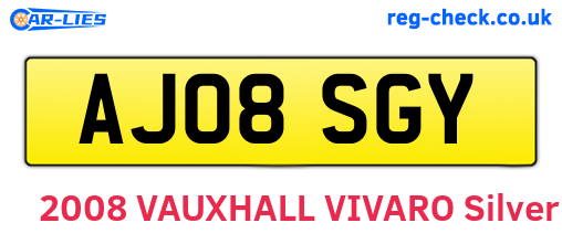 AJ08SGY are the vehicle registration plates.