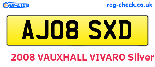 AJ08SXD are the vehicle registration plates.