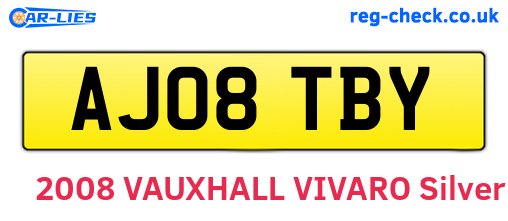 AJ08TBY are the vehicle registration plates.