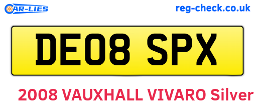 DE08SPX are the vehicle registration plates.
