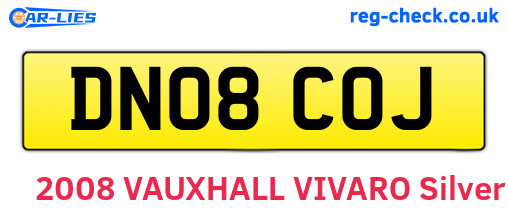 DN08COJ are the vehicle registration plates.