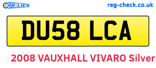 DU58LCA are the vehicle registration plates.
