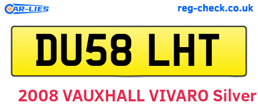 DU58LHT are the vehicle registration plates.