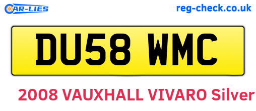 DU58WMC are the vehicle registration plates.