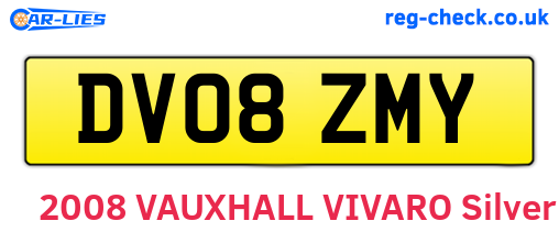 DV08ZMY are the vehicle registration plates.
