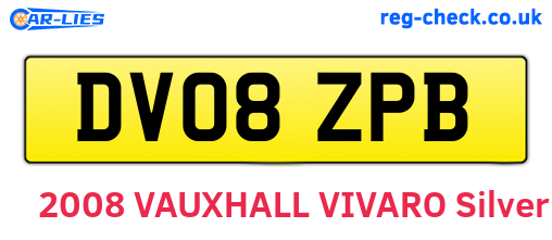 DV08ZPB are the vehicle registration plates.
