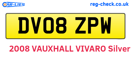 DV08ZPW are the vehicle registration plates.