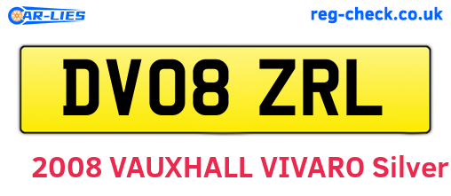 DV08ZRL are the vehicle registration plates.