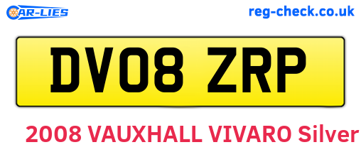 DV08ZRP are the vehicle registration plates.