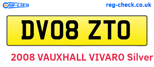 DV08ZTO are the vehicle registration plates.