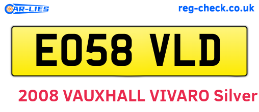 EO58VLD are the vehicle registration plates.
