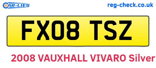 FX08TSZ are the vehicle registration plates.