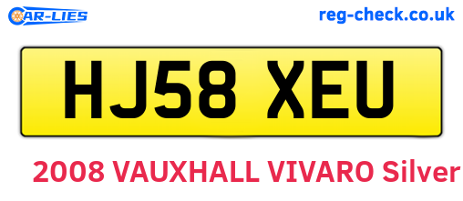 HJ58XEU are the vehicle registration plates.