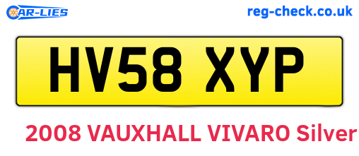 HV58XYP are the vehicle registration plates.