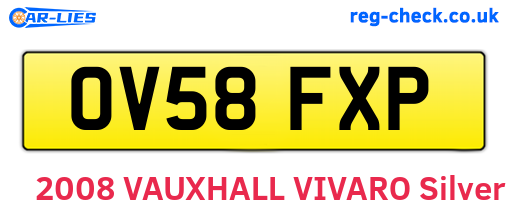 OV58FXP are the vehicle registration plates.