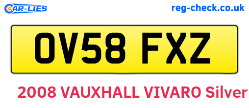 OV58FXZ are the vehicle registration plates.