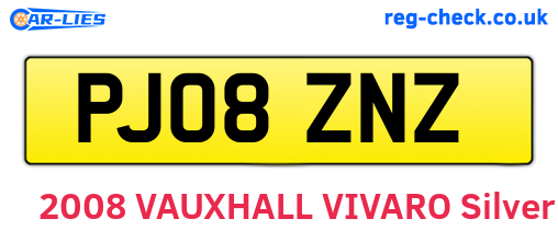 PJ08ZNZ are the vehicle registration plates.