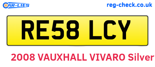 RE58LCY are the vehicle registration plates.