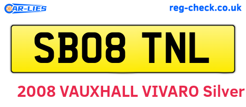 SB08TNL are the vehicle registration plates.