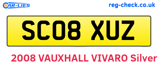 SC08XUZ are the vehicle registration plates.
