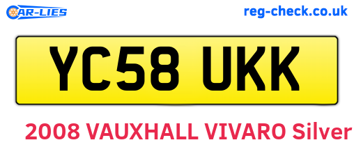 YC58UKK are the vehicle registration plates.