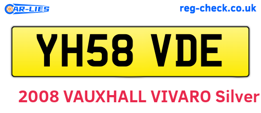 YH58VDE are the vehicle registration plates.
