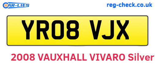 YR08VJX are the vehicle registration plates.