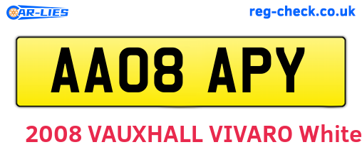 AA08APY are the vehicle registration plates.