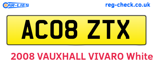 AC08ZTX are the vehicle registration plates.