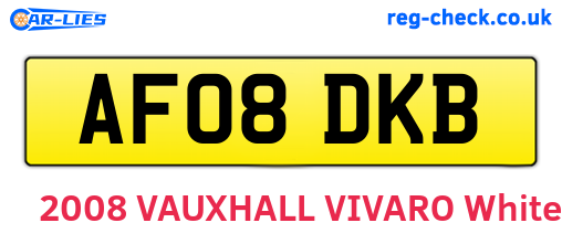 AF08DKB are the vehicle registration plates.