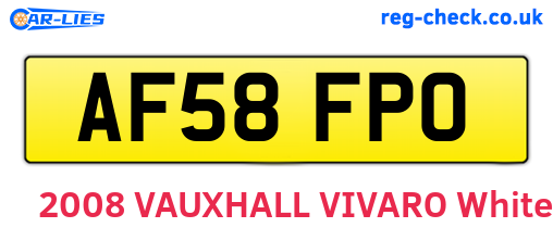 AF58FPO are the vehicle registration plates.
