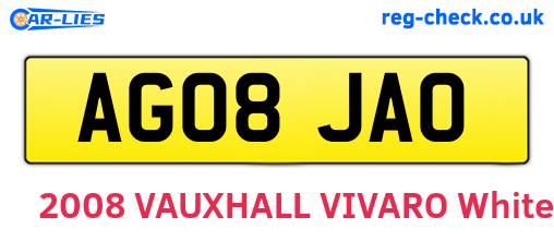 AG08JAO are the vehicle registration plates.