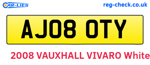 AJ08OTY are the vehicle registration plates.