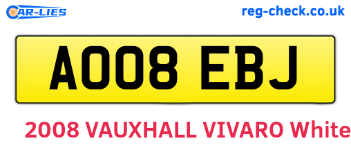 AO08EBJ are the vehicle registration plates.