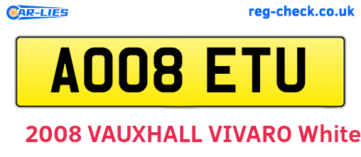 AO08ETU are the vehicle registration plates.