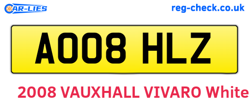 AO08HLZ are the vehicle registration plates.
