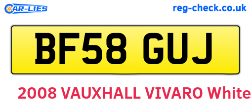 BF58GUJ are the vehicle registration plates.
