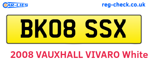 BK08SSX are the vehicle registration plates.