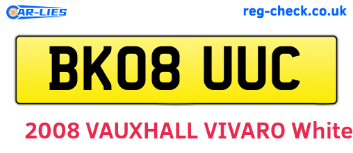 BK08UUC are the vehicle registration plates.