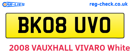 BK08UVO are the vehicle registration plates.