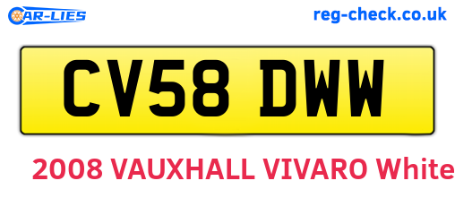 CV58DWW are the vehicle registration plates.
