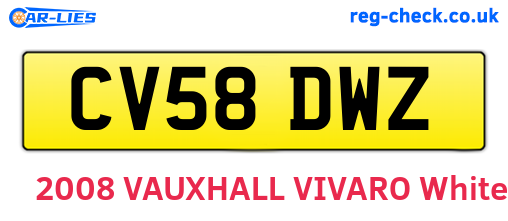 CV58DWZ are the vehicle registration plates.