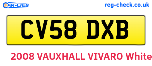 CV58DXB are the vehicle registration plates.