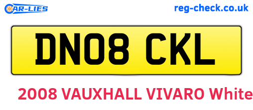 DN08CKL are the vehicle registration plates.