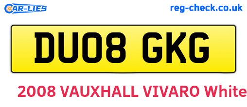 DU08GKG are the vehicle registration plates.