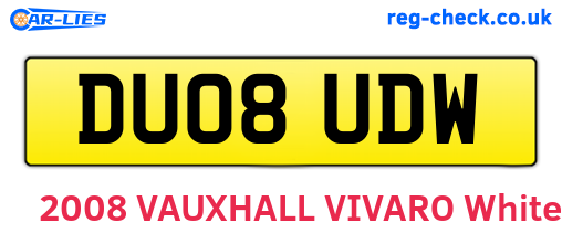 DU08UDW are the vehicle registration plates.