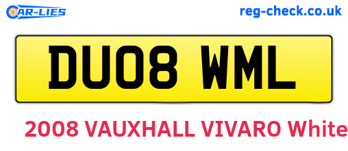 DU08WML are the vehicle registration plates.